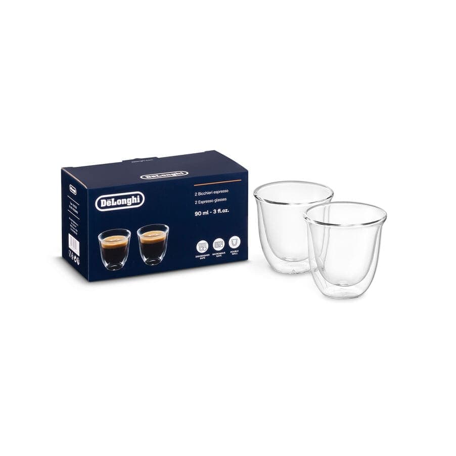 De'Longhi Szklanki do espresso z podwójnymi ściankami, 90 ml, zestaw 2 szt. DLSC310